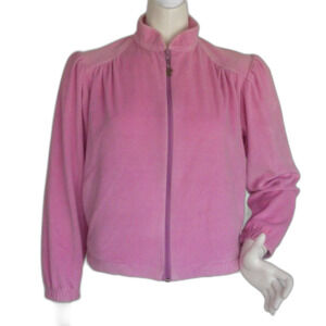 PIERRE CARDIN Velour Jacket, S, Purple-pink, Long sleeves, Logo, VINTAGE
